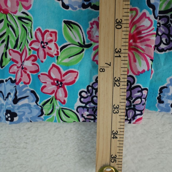 IBKUL Larisa Dress Size Large Turquoise Floral Drawstring Sleeveless Golf Tennis - Picture 10 of 11